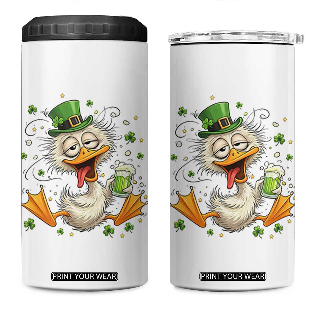 Funny Drunk Irish Duck 4 in 1 Can Cooler Tumbler St Patricks Day Gift TS12 One Size: 16 oz White Print Your Wear