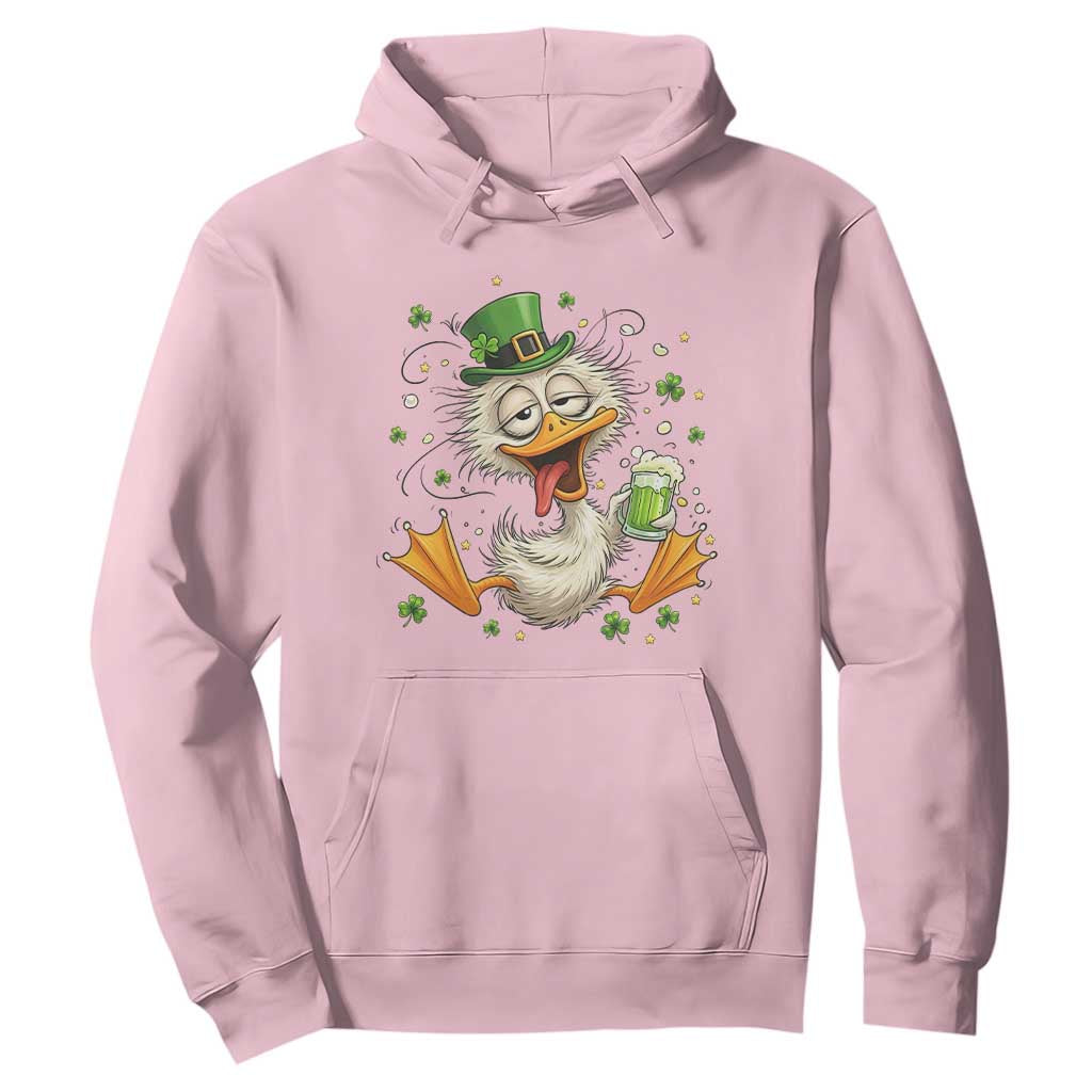 Funny Drunk Irish Duck Hoodie St Patricks Day Gift TS12 Light Pink Print Your Wear
