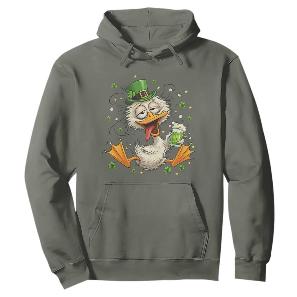 Funny Drunk Irish Duck Hoodie St Patricks Day Gift TS12 Military Green Print Your Wear