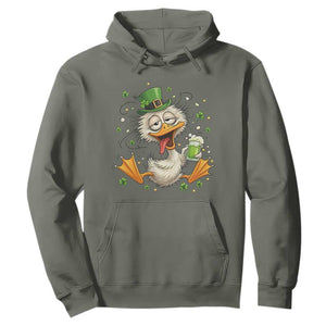 Funny Drunk Irish Duck Hoodie St Patricks Day Gift TS12 Military Green Print Your Wear