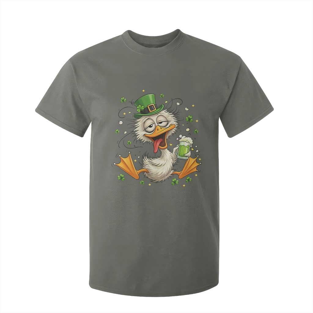 Funny Drunk Irish Duck T Shirt For Kid St Patricks Day Gift TS12 Military Green Print Your Wear