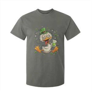 Funny Drunk Irish Duck T Shirt For Kid St Patricks Day Gift TS12 Military Green Print Your Wear