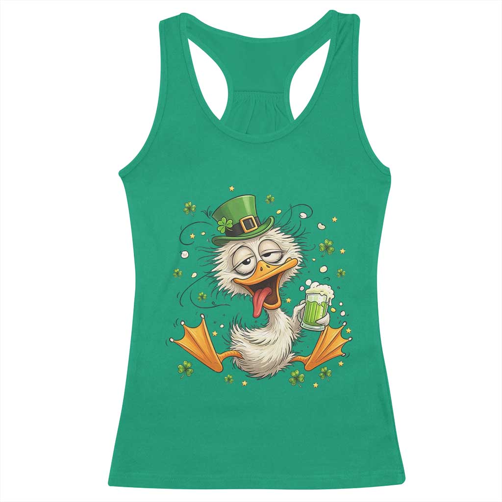 Funny Drunk Irish Duck Racerback Tank Top St Patricks Day Gift TS12 Irish Green Print Your Wear