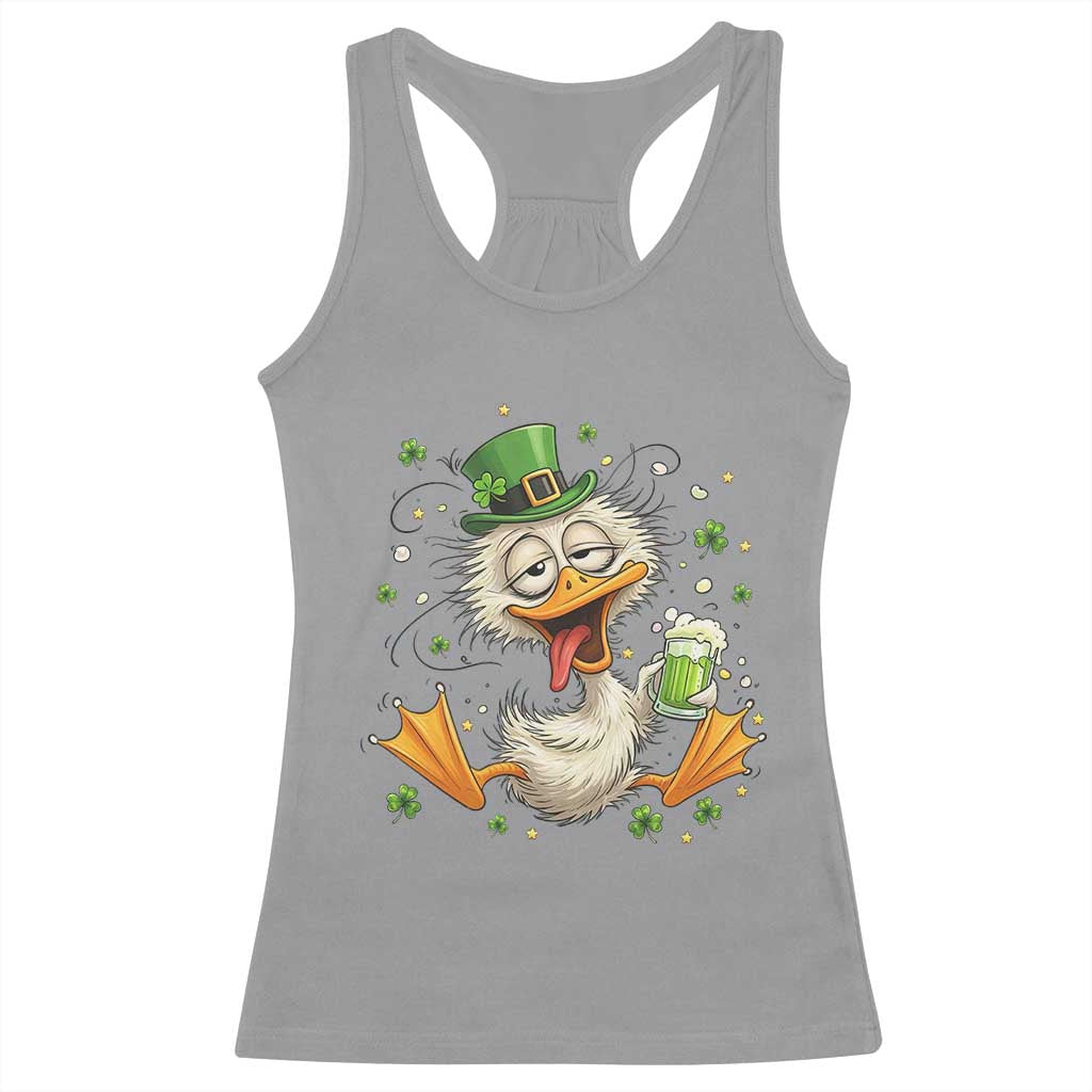 Funny Drunk Irish Duck Racerback Tank Top St Patricks Day Gift TS12 Sport Gray Print Your Wear