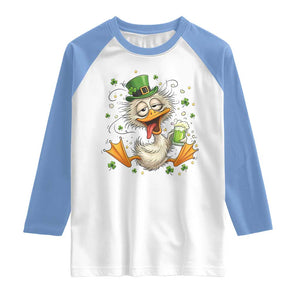 Funny Drunk Irish Duck Raglan Shirt St Patricks Day Gift TS12 White Carolina Blue Print Your Wear