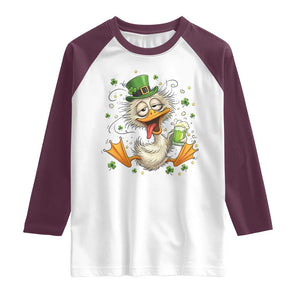 Funny Drunk Irish Duck Raglan Shirt St Patricks Day Gift TS12 White Maroon Print Your Wear