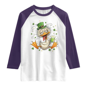 Funny Drunk Irish Duck Raglan Shirt St Patricks Day Gift TS12 White Purple Print Your Wear