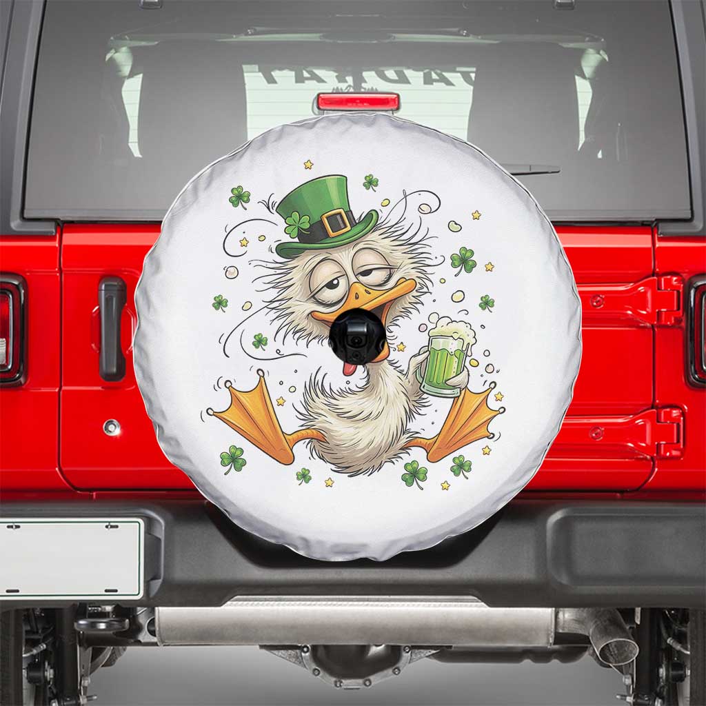 Funny Drunk Irish Duck Spare Tire Cover St Patricks Day Gift TS12 White Print Your Wear