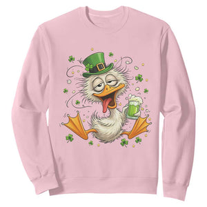 Funny Drunk Irish Duck Sweatshirt St Patricks Day Gift TS12 Light Pink Print Your Wear