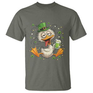 Funny Drunk Irish Duck T Shirt St Patricks Day Gift TS12 Military Green Print Your Wear