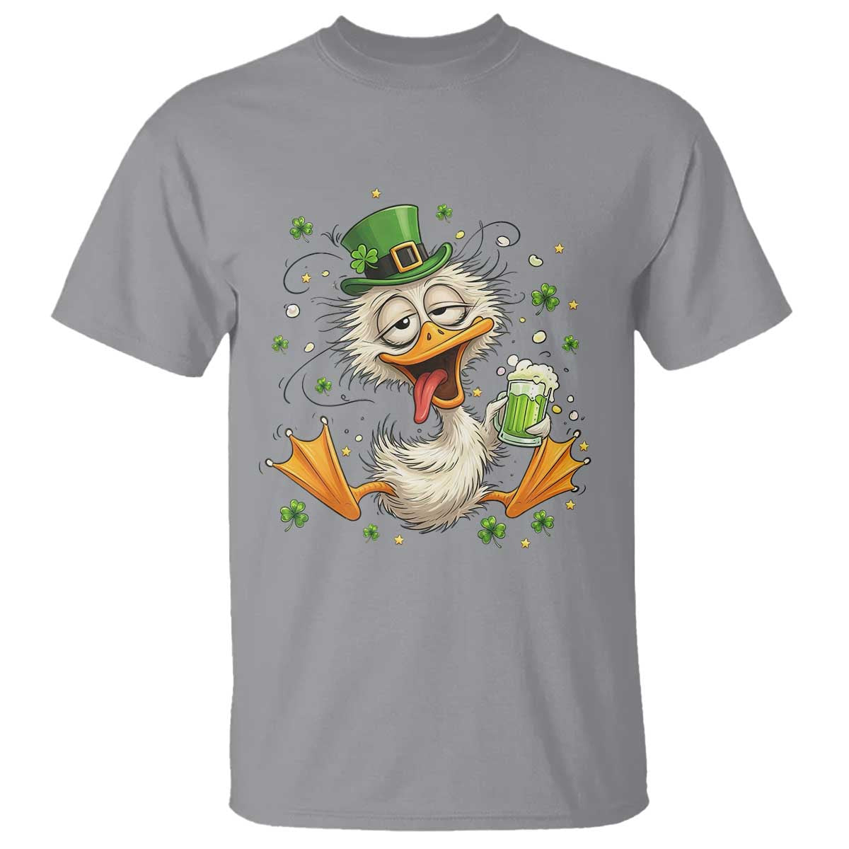 Funny Drunk Irish Duck T Shirt St Patricks Day Gift TS12 Sport Gray Print Your Wear