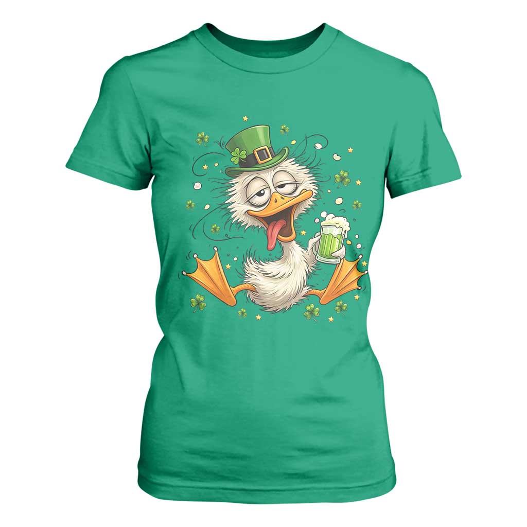 Funny Drunk Irish Duck T Shirt For Women St Patricks Day Gift TS12 Irish Green Print Your Wear