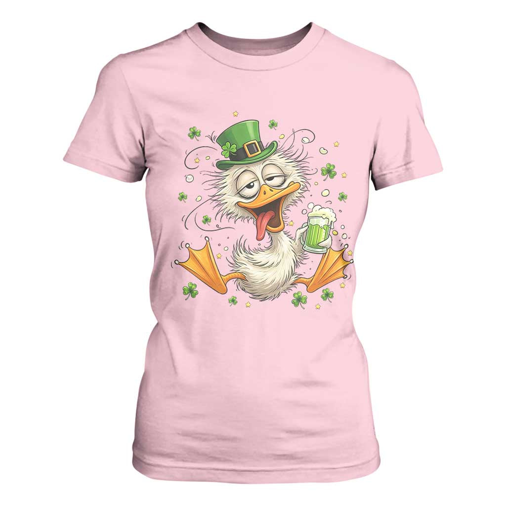 Funny Drunk Irish Duck T Shirt For Women St Patricks Day Gift TS12 Light Pink Print Your Wear