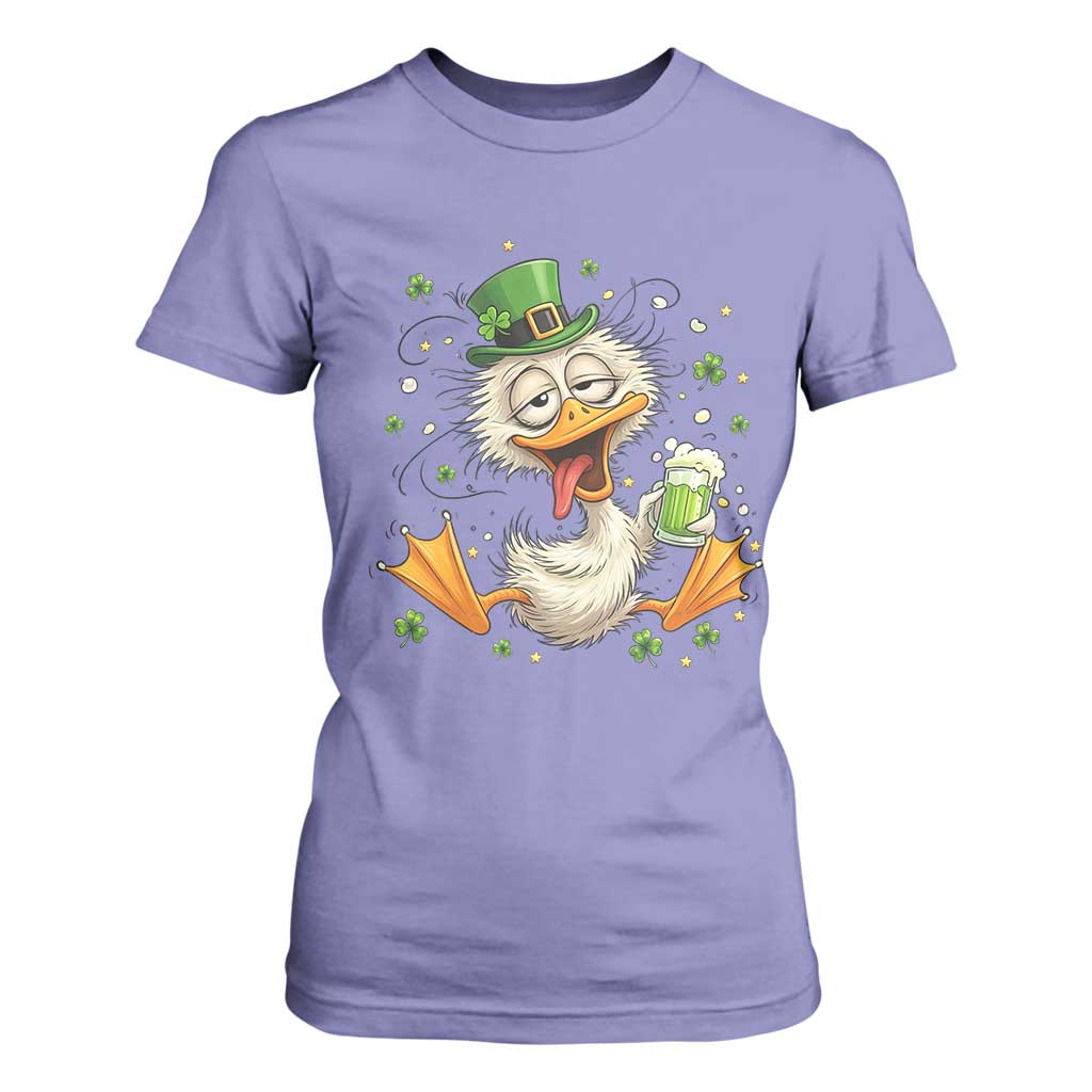 Funny Drunk Irish Duck T Shirt For Women St Patricks Day Gift TS12 Violet Print Your Wear