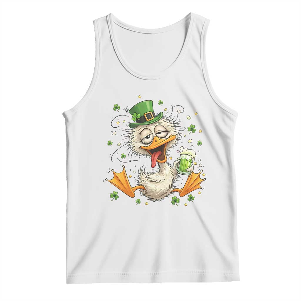 Funny Drunk Irish Duck Tank Top St Patricks Day Gift TS12 White Print Your Wear