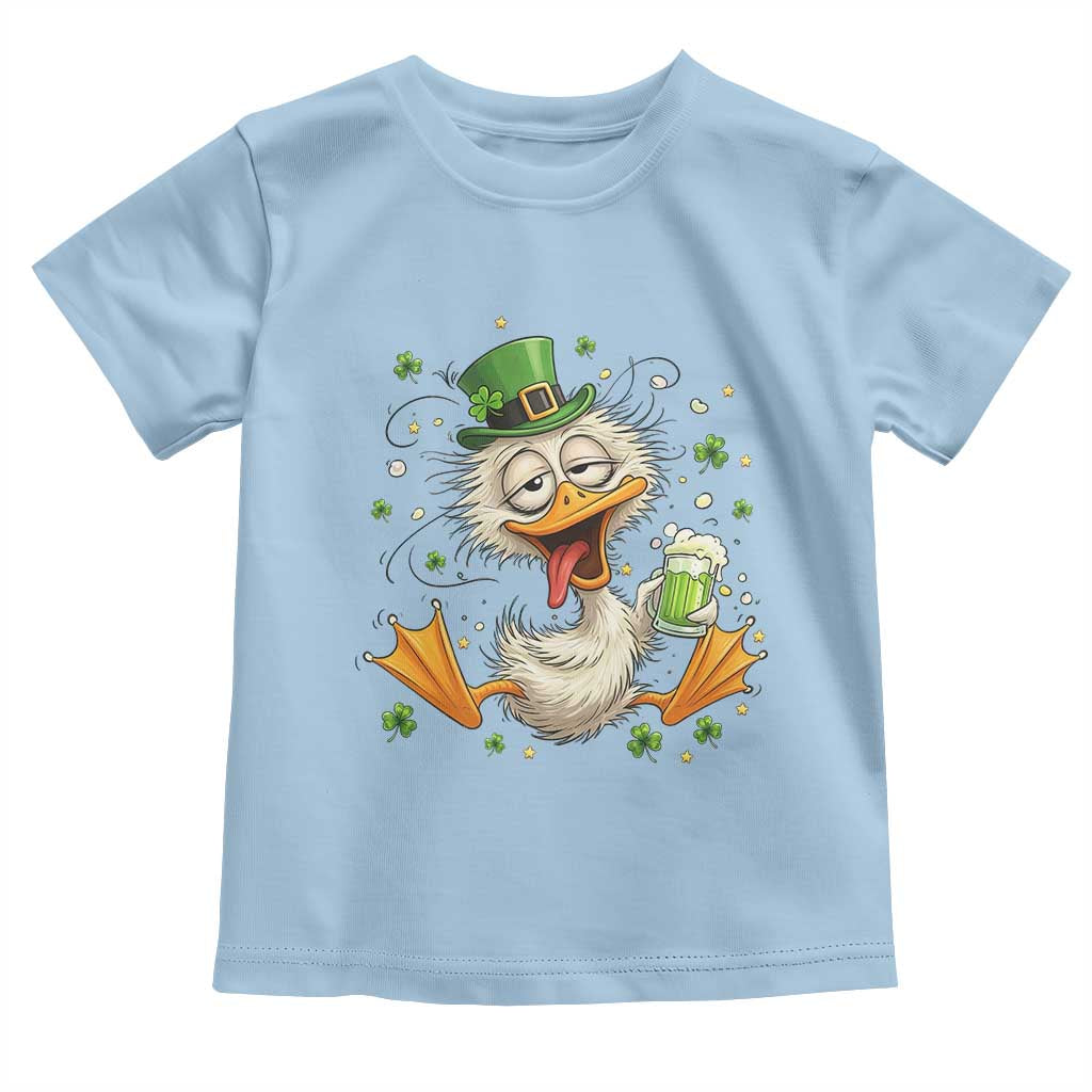Funny Drunk Irish Duck Toddler T Shirt St Patricks Day Gift TS12 Light Blue Print Your Wear