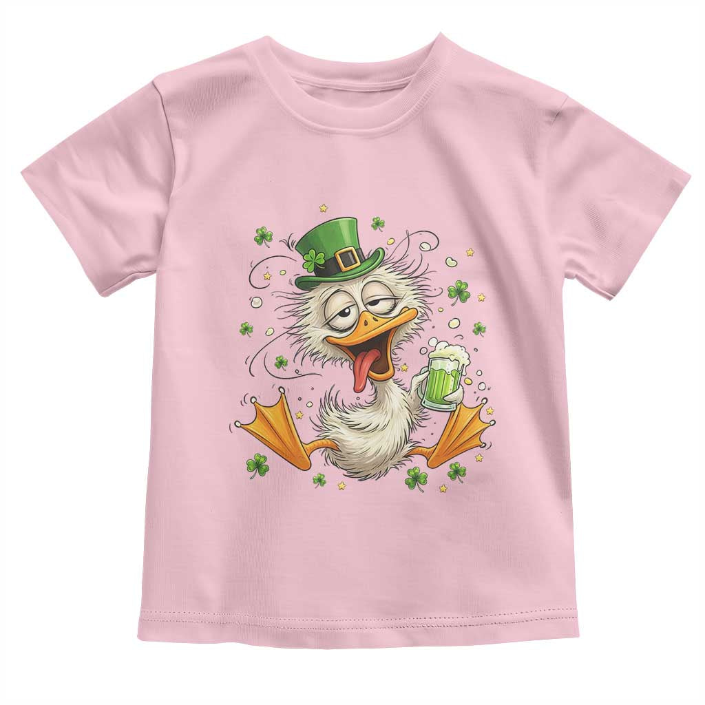 Funny Drunk Irish Duck Toddler T Shirt St Patricks Day Gift TS12 Light Pink Print Your Wear