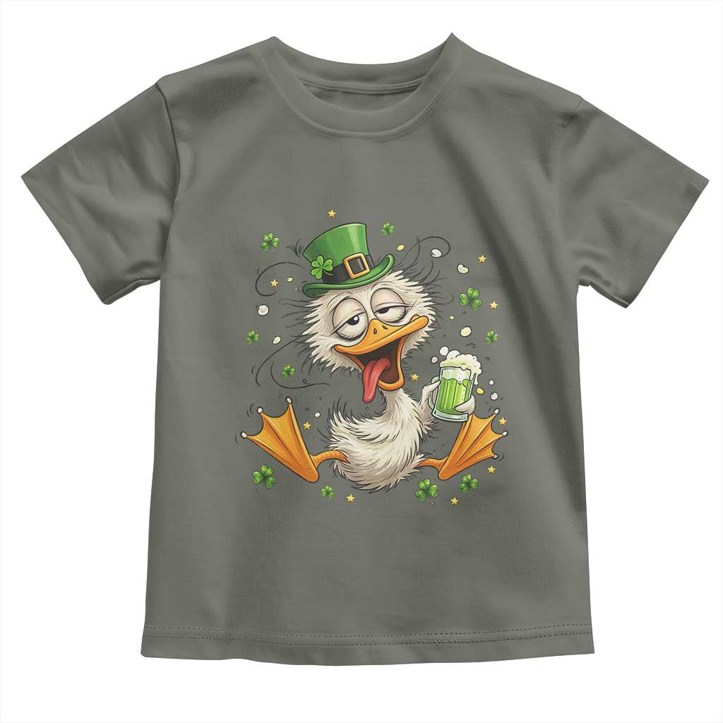 Funny Drunk Irish Duck Toddler T Shirt St Patricks Day Gift TS12 Military Green Print Your Wear
