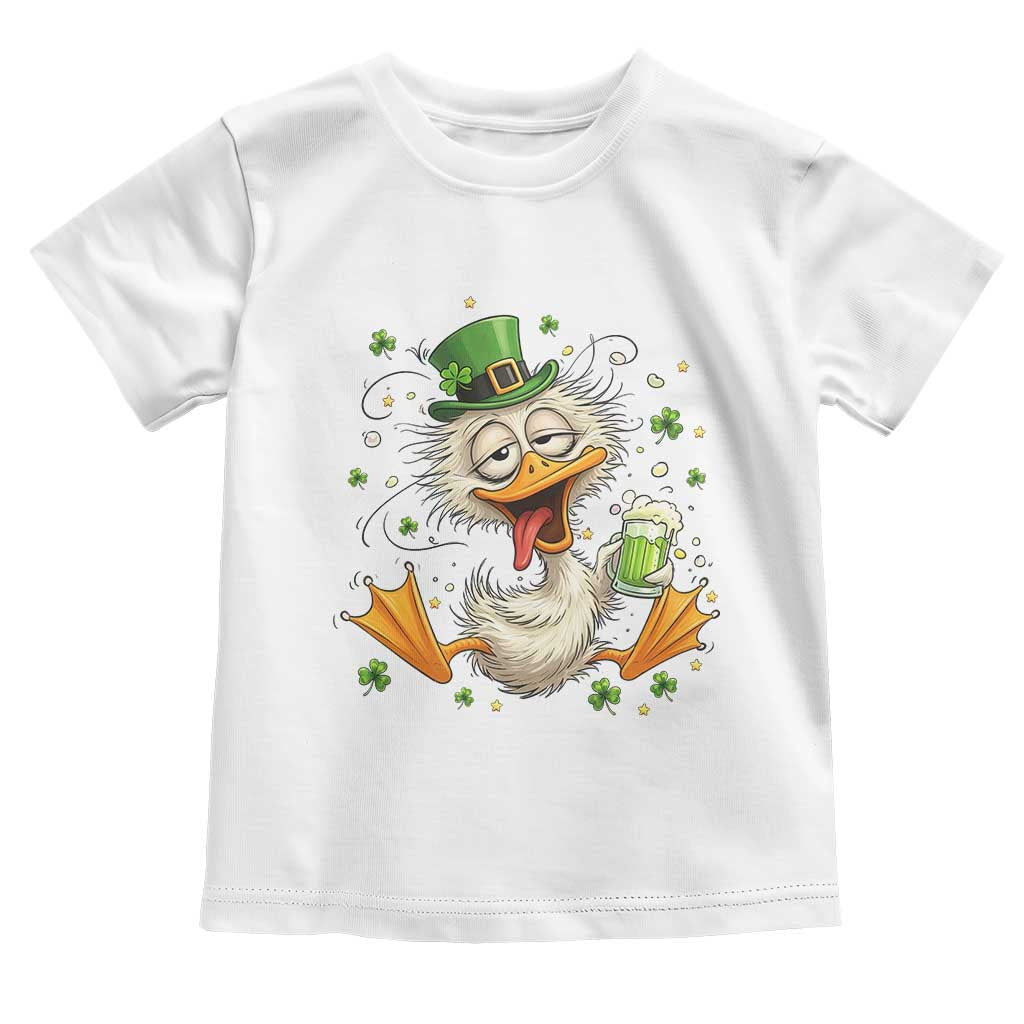 Funny Drunk Irish Duck Toddler T Shirt St Patricks Day Gift TS12 White Print Your Wear