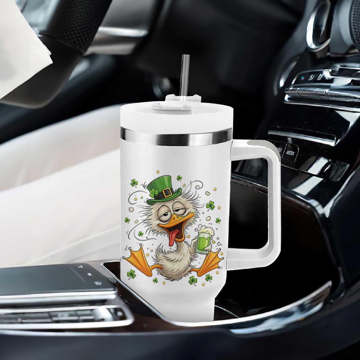 Funny Drunk Irish Duck Tumbler With Handle St Patricks Day Gift TS12 Print Your Wear