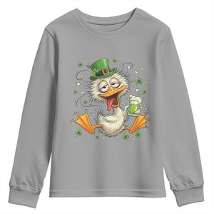 Funny Drunk Irish Duck Youth Sweatshirt St Patricks Day Gift TS12 Sport Gray Print Your Wear