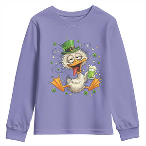 Funny Drunk Irish Duck Youth Sweatshirt St Patricks Day Gift TS12 Violet Print Your Wear