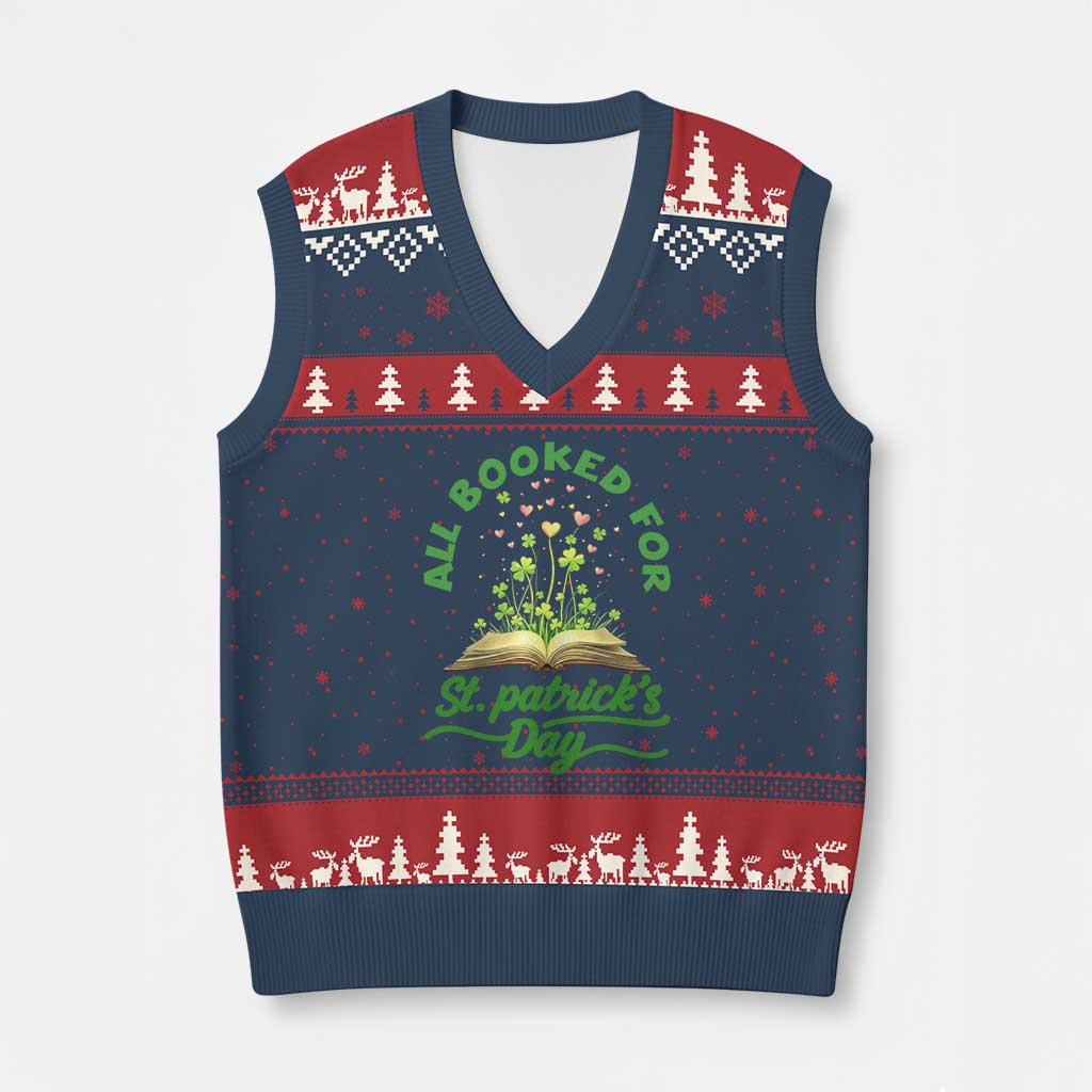 All Booked For St Patricks Day V-Neck Knit Sweater Vest Irish Reader Gift TS12 Navy Red Print Your Wear