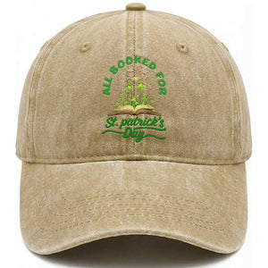 All Booked For St Patricks Day Washed Cotton Baseball Cap Irish Reader Gift TS12 Print Your Wear