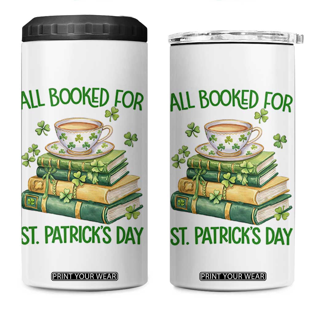 All Booked For St Patricks Day 4 in 1 Can Cooler Tumbler Gift For Book Lovers TS12 One Size: 16 oz White Print Your Wear