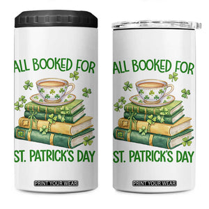 All Booked For St Patricks Day 4 in 1 Can Cooler Tumbler Gift For Book Lovers TS12 One Size: 16 oz White Print Your Wear
