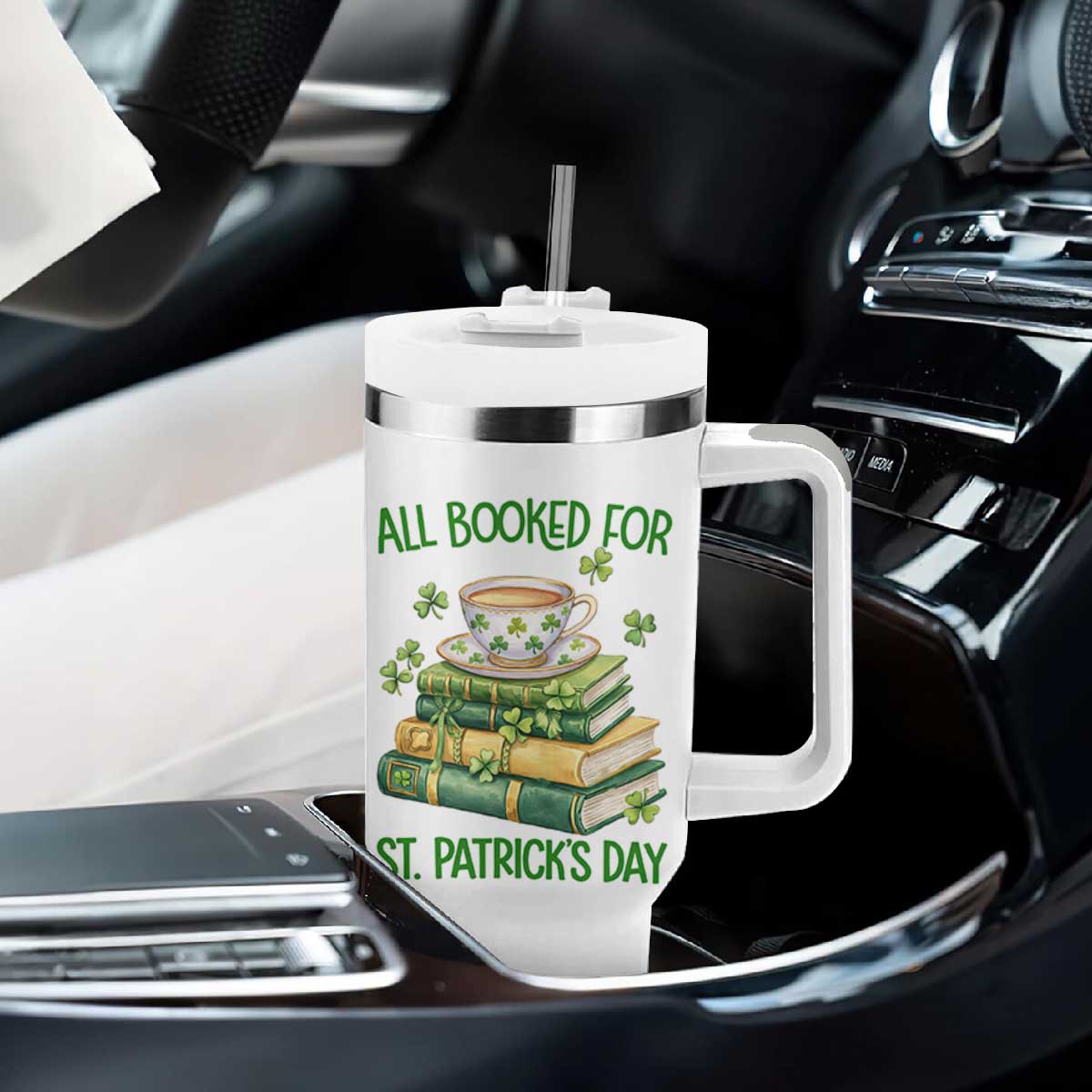 All Booked For St Patricks Day Tumbler With Handle Gift For Book Lovers TS12 Print Your Wear