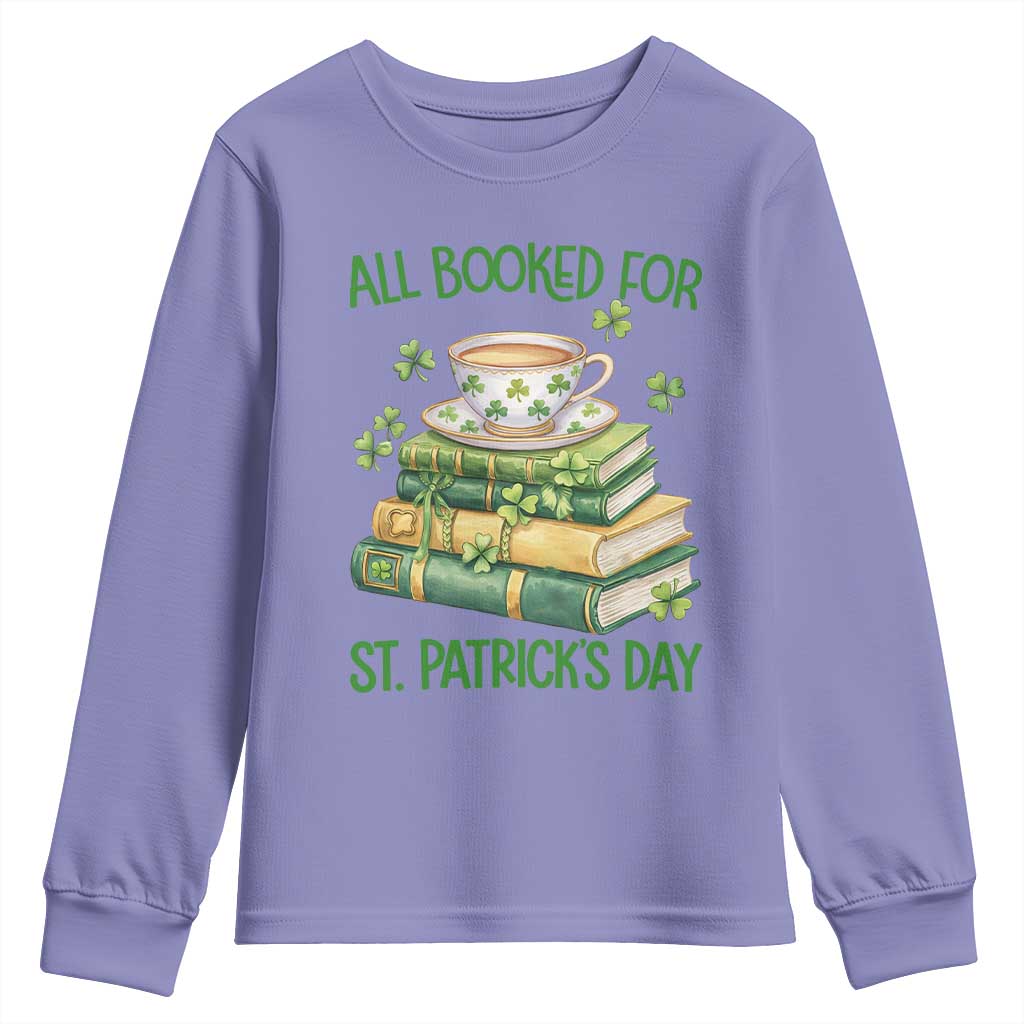 All Booked For St Patricks Day Youth Sweatshirt Gift For Book Lovers TS12 Violet Print Your Wear