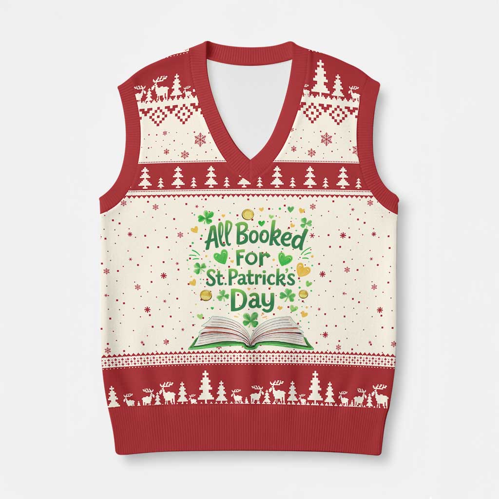 All Booked For St Patricks Day V-Neck Knit Sweater Vest Irish Bookworm Gift TS12 Beige Red Print Your Wear