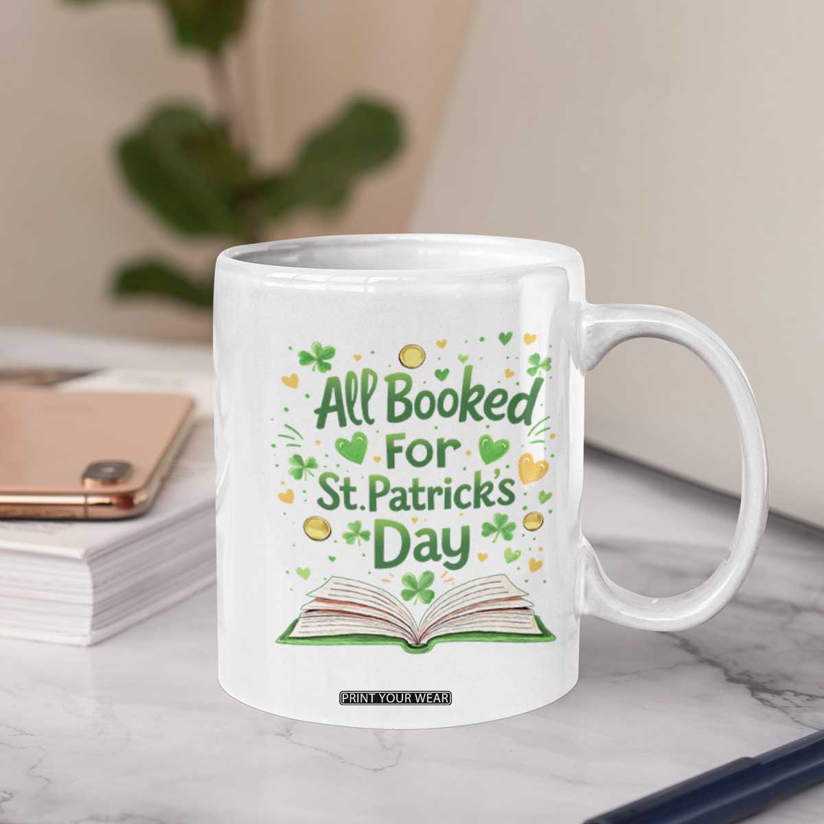 All Booked For St Patricks Day Coffee Mug Irish Bookworm Gift TS12 Print Your Wear