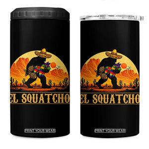Funny El Squatcho Cinco De Mayo Fiesta Gift 4 in 1 Can Cooler Tumbler TS12 One Size: 16 oz Black Print Your Wear