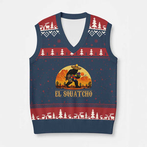 Funny El Squatcho Cinco De Mayo Fiesta Gift V-Neck Knit Sweater Vest TS12 Navy Red Print Your Wear