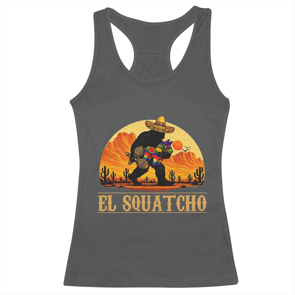 Funny El Squatcho Cinco De Mayo Fiesta Gift Racerback Tank Top TS12 Dark Heather Print Your Wear