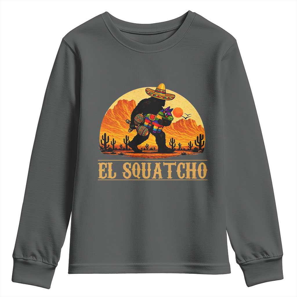 Funny El Squatcho Cinco De Mayo Fiesta Gift Youth Sweatshirt TS12 Dark Heather Print Your Wear