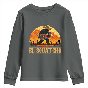 Funny El Squatcho Cinco De Mayo Fiesta Gift Youth Sweatshirt TS12 Dark Heather Print Your Wear
