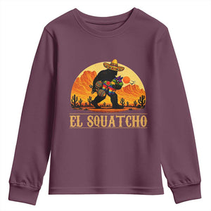 Funny El Squatcho Cinco De Mayo Fiesta Gift Youth Sweatshirt TS12 Maroon Print Your Wear