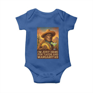 Funny El Squatcho Cinco De Mayo Baby Onesie Just Here For Tacos And Margaritas TS12 Royal Blue Print Your Wear