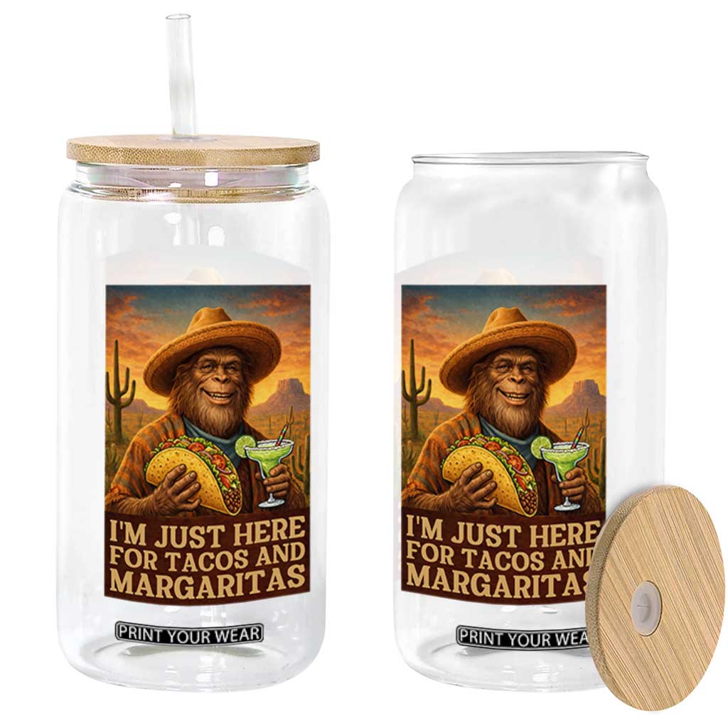 Funny El Squatcho Cinco De Mayo Glass Can Just Here For Tacos And Margaritas TS12 Print Your Wear