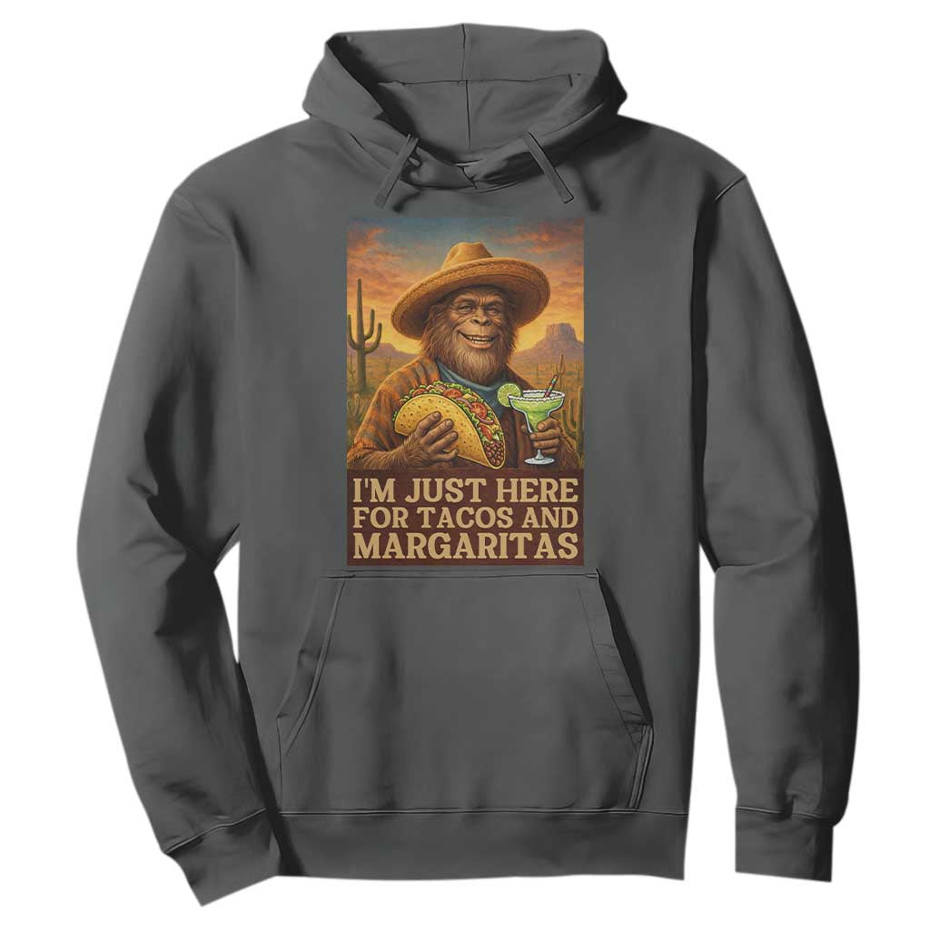 Funny El Squatcho Cinco De Mayo Hoodie Just Here For Tacos And Margaritas TS12 Dark Heather Print Your Wear