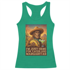 Funny El Squatcho Cinco De Mayo Racerback Tank Top Just Here For Tacos And Margaritas TS12 Irish Green Print Your Wear
