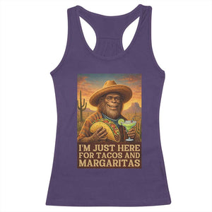 Funny El Squatcho Cinco De Mayo Racerback Tank Top Just Here For Tacos And Margaritas TS12 Purple Print Your Wear