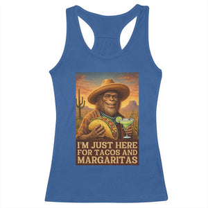 Funny El Squatcho Cinco De Mayo Racerback Tank Top Just Here For Tacos And Margaritas TS12 Royal Blue Print Your Wear