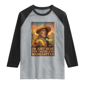 Funny El Squatcho Cinco De Mayo Raglan Shirt Just Here For Tacos And Margaritas TS12 Heather Gray Black Print Your Wear