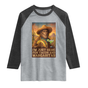 Funny El Squatcho Cinco De Mayo Raglan Shirt Just Here For Tacos And Margaritas TS12 Heather Gray Heather Charcoal Print Your Wear