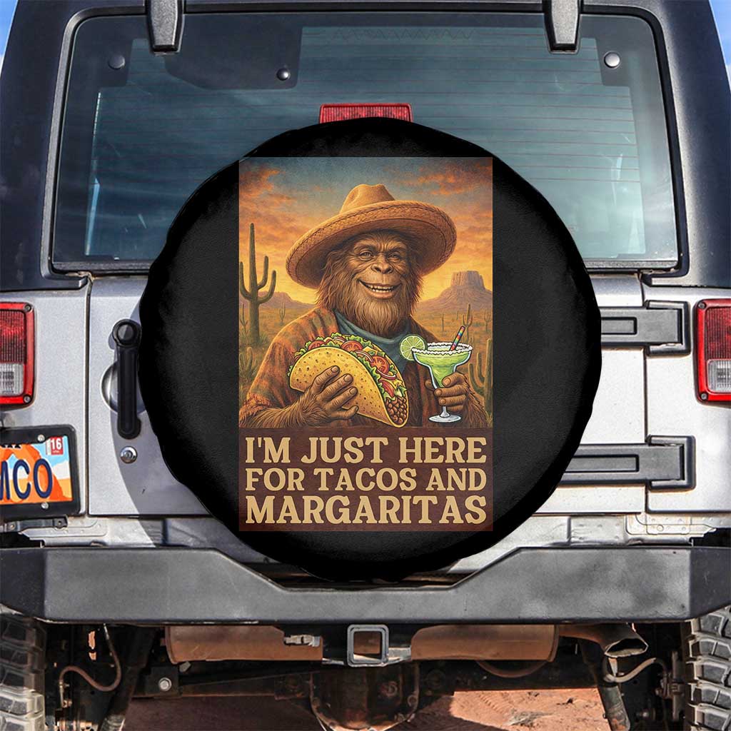 Funny El Squatcho Cinco De Mayo Spare Tire Cover Just Here For Tacos And Margaritas TS12 No hole Black Print Your Wear