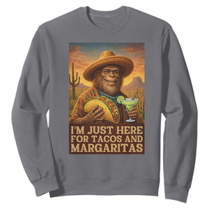 Funny El Squatcho Cinco De Mayo Sweatshirt Just Here For Tacos And Margaritas TS12 Charcoal Print Your Wear